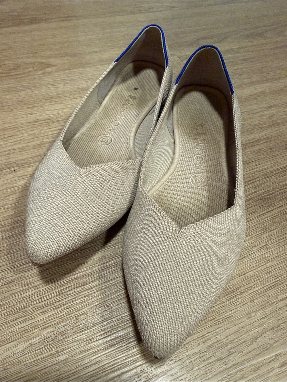 Rothy's Beige Canvas Pointed Toe Flats